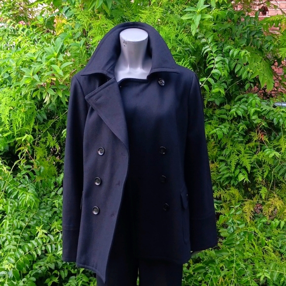 CALVIN KLEIN (USA) LADIES BLACK DOUBLE-BREASTED WOOL BLEND LUXURY PEACOAT - Picture 4 of 17